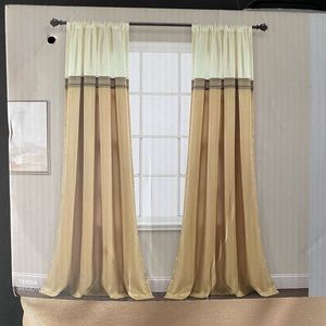 Lush Decor Terra Window Curtain Panel Pair, 84" L x 54" W, Beige & Ivory
